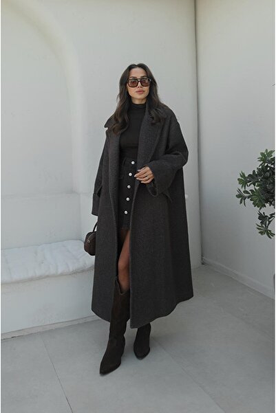 Havoş Brown Herringbone Patterned Coat