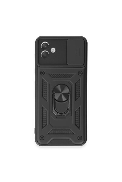 NewFace حافظة سامسونج جالاكسي A04E مع حلقة عدسة من السيليكون - أسود