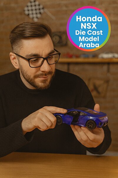 TOYFEST Uzak Doğu Serisi Honda NSX Mavi Açılır Kapılar Die Cast Çek Bırak Met...