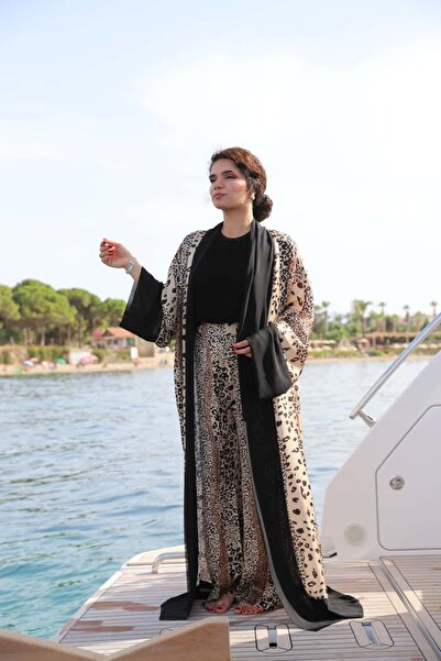 CEHZ KİMONO LEOPAR DESEN İKİLİ TAKIM BEIGE 0026