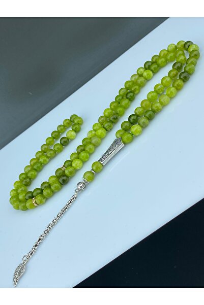 Tesbih Store سبحة صلاة من الحجر الطبيعي 99 حبة من حجر العقيق الطبيعي