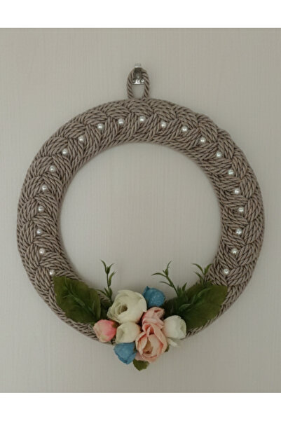 FNT Fashionable Door Decoration with Knitted Flower and Pearl Embellishments