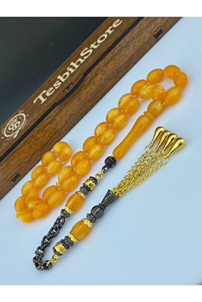 Tesbih Store Opal Imitation Pearlescent Crimped Amber Prayer Beads