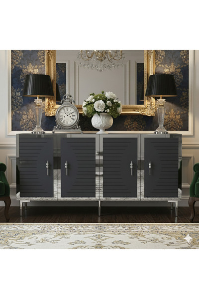 YUMEDİ DESİGN KA1508AS - KEREM KONSOL, TV SEHPASI, ÇOK AMAÇLI DOLAP ve KAHVE KÖŞESİ 150cm ANTRASİT-SİLVER