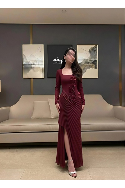 rovan فستان احمر بورد فخم