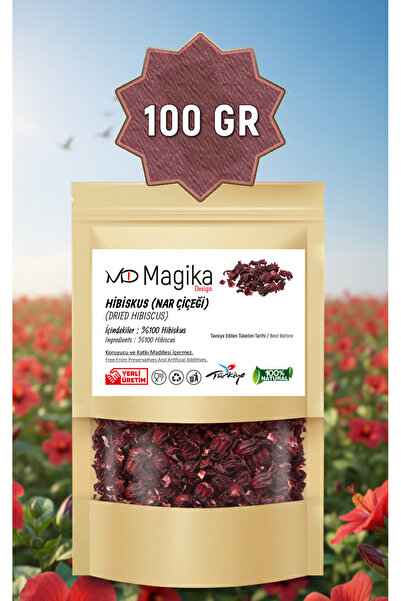 Magika Design 100 GR Hibiskus Çayı - Nar Çiçeği Kurusu, Taze Hasat, Yerli Üretim, %100 Hibiskus Katkısız