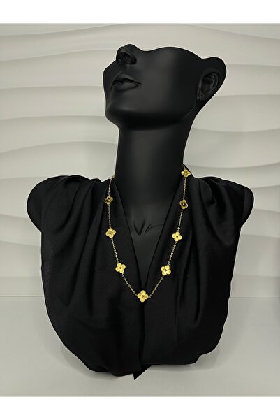 Milacojewelry Yonca Motifli Gold Zincir Kolye