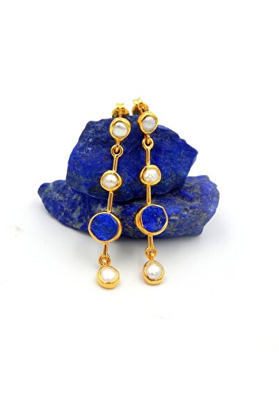 alpsilverart Kadınlar İçin Otantik Ham Lapis Ve İnci Taşlı El İşi 925 Ayar Gü...