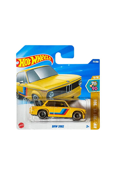 HOT WHEELS BMW 2002 toy car, 1:64 scale, metal, yellow