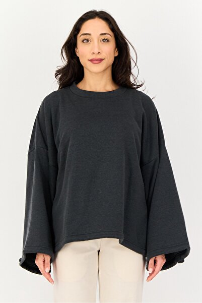 adidas Women Sportswear Fit Long Sleeve Training Sweatshirt, Charcoal