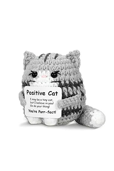 Choice قطة رمادية، دمى كروشيه يدوية لطيفة، حيوانات محبوكة يدوياً، زينة نبات فاكهة، طاقة إيجابية C