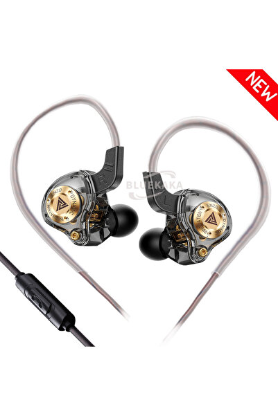 Choice سماعات أذن داخلية سوداء مزودة بميكروفون QKZ 15D بتقنية الصوت المحيطي ا...