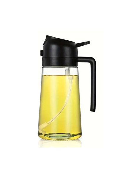 Choice زجاجة رذاذ زيت زجاجية سوداء سعة 500 مل، 2 في 1، مثالية للمطبخ، مناسبة ...