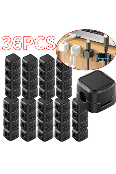 Choice 36 مشبك كابل مغناطيسي أسود (36/16/8/4 قطع) - حامل كابلات مغناطيسي قابل...