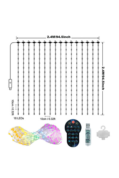 Choice USB 2.4x2.4m-256LED Smart LED Curtain Light APP Control RGB Dimmable D...