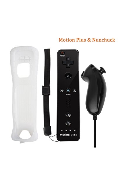 Choice وحدة تحكم نونتشوك سوداء اختيارية مع وحدة تحكم عن بعد Motion Plus لجهاز Wii Remote Controller Gamepad مع نونتشوك