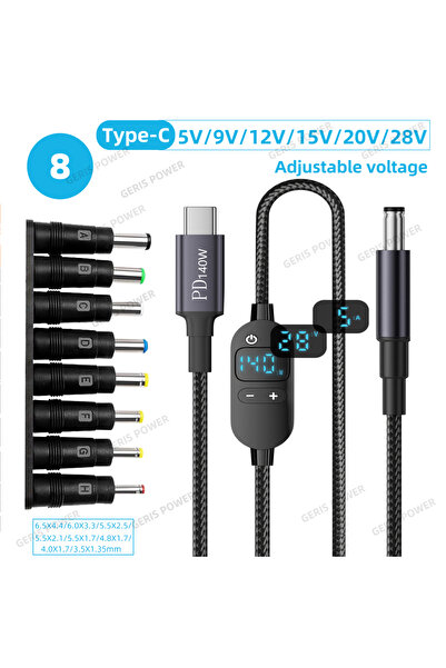 Choice 8 USB C to DC Power Boost Cable 140W Type C to 5V 9V 12V 15V 20V 28V A...
