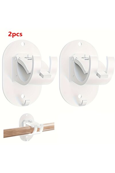 Choice قطعتان من حوامل قضبان الستائر البيضاء، قطعتان بدون حفر، مشابك تثبيت ذا...