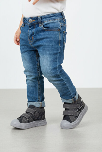 PATİK BEBE Boy Baby Lightweight and Flexible Gray Color Boots with Orthopedic...