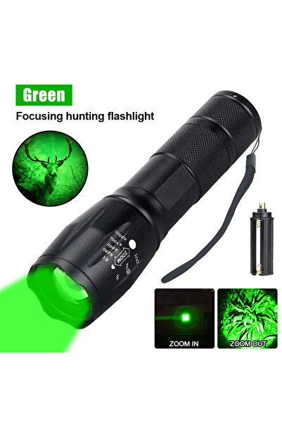 Choice 1 Green No Battery Tactical Hunting Flashlight Red/Green Light Zoomable LED Torch USB Rechargeable 5