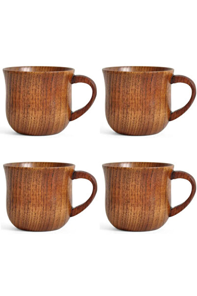 Choice 4 قطع، 200 مل، عبوة ربعية، أكواب خشبية طبيعية صلبة، أكواب شاي مناسبة ل...