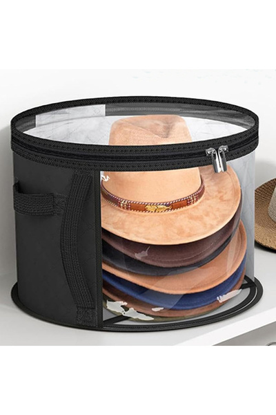 Choice black Hat Storage Box Non-woven Clear Storage Bucket Foldable Travel Storage Box with Zipper Clothes