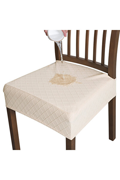 Choice 1pcs Beige 1pcs Solid Color Restaurant Chair Waterproof Elastic Seat C...