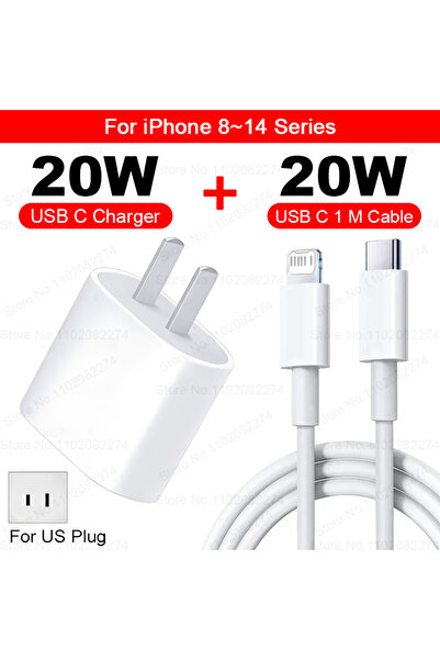 Choice شاحن سريع 2 في 1 (سلسلة 8-14) بتقنية PD بقوة 20 واط لأجهزة آيفون 14، 13، 11، 12، 15، 16 برو ماكس، كابل شحن لأجهزة آيفون