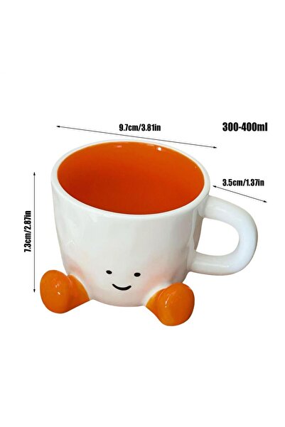 Choice 400ml Orange Ceramic Coffee Cup Water Cup with Feet Cute Decorative Co...