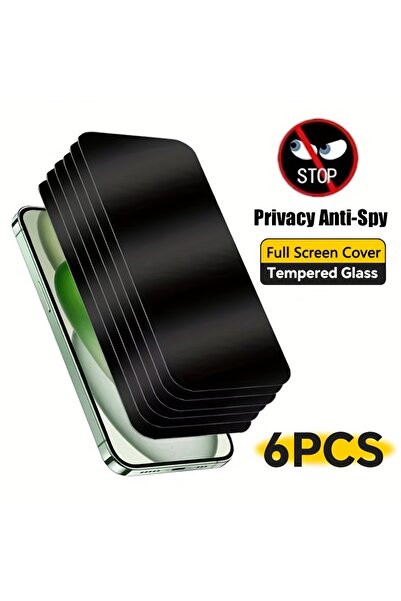 Choice29 واقي شاشة زجاجي مقوى أسود لهاتف آيفون 14 بلس، 6 قطع، لحماية الخصوصية...