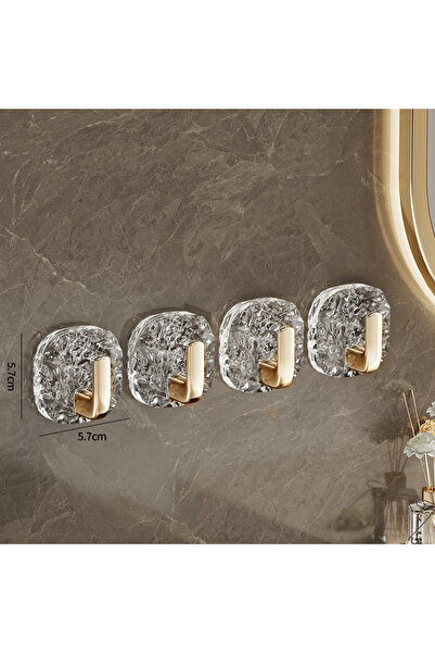 Choice خطافات لاصقة شفافة شديدة التحمل، ذهبية اللون، 4 قطع، لا تحتاج إلى ثقب،...