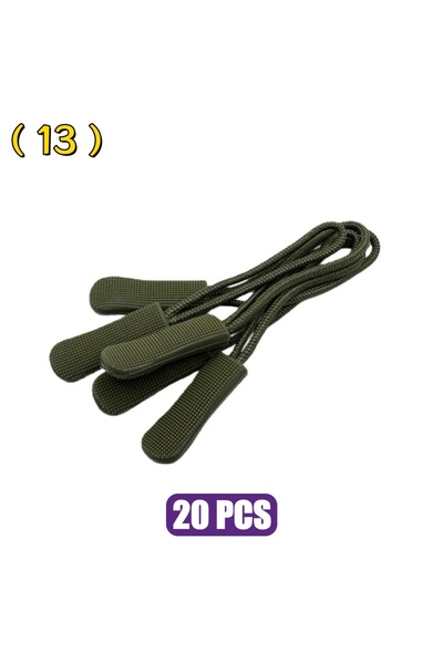 Choice12 13. عبوة من 20 قطعة من سحابات بديلة ملونة باللون الأخضر العسكري، منا...