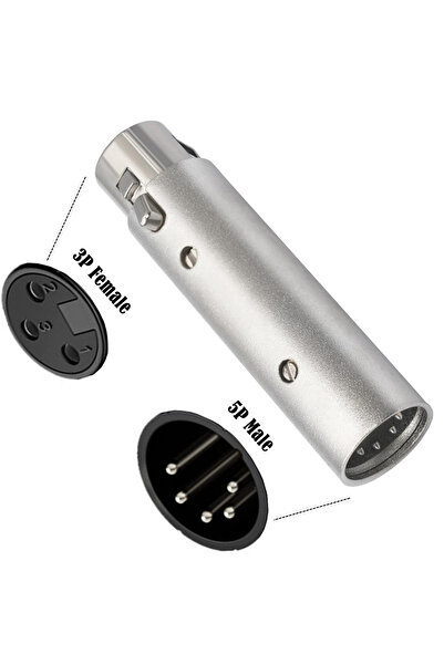 BSN 1pcs 3pin Female - 5pin M 3 Pin XLR To 5 Pin DMX Metal Cased Converter Audio Lighting Adapter 3 Pin