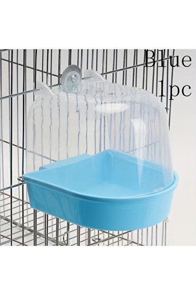 Choice3 حوض استحمام شفاف أزرق للطيور - دش من البولي بروبيلين مقاوم للرذاذ للب...