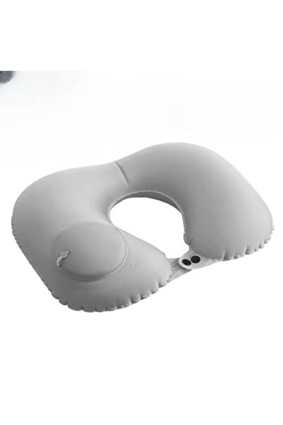 Choice Grey-A 1pc U-shaped Inflatable Travel Pillow Portable Push-type Suppor...