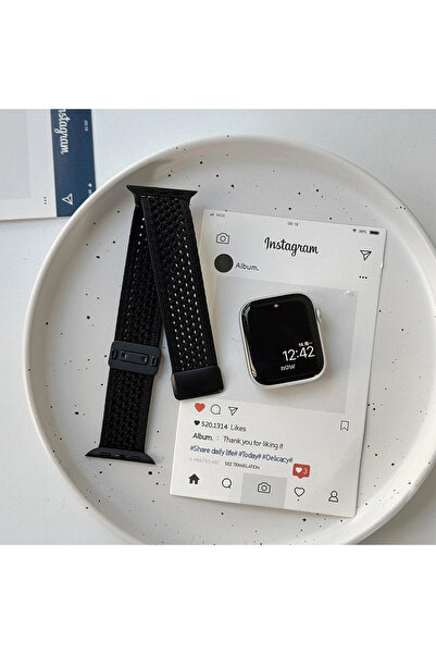 Choice سوار مغناطيسي أسود من النايلون للساعات، متوفر بأحجام 38 مم، 40 مم، 41 ...