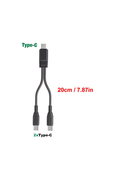 Choice كابل USB-C مزدوج بطول 20 سم، مدخل واحد ومخرجان، من النوع C إلى النوع C...