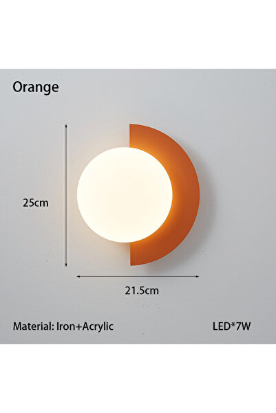 Choice مصباح جداري برتقالي عصري بتصميم بسيط، يعمل بجهد 220 فولت، مصنوع من البلاستيك الدوار، مناسب لغرفة النوم أو غرفة المعيشة.