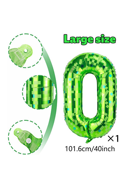 Choice كرة رقمية من رقائق الألومنيوم بحجم 40 بوصة، بنمط شبكة بكسل خضراء عملاق...