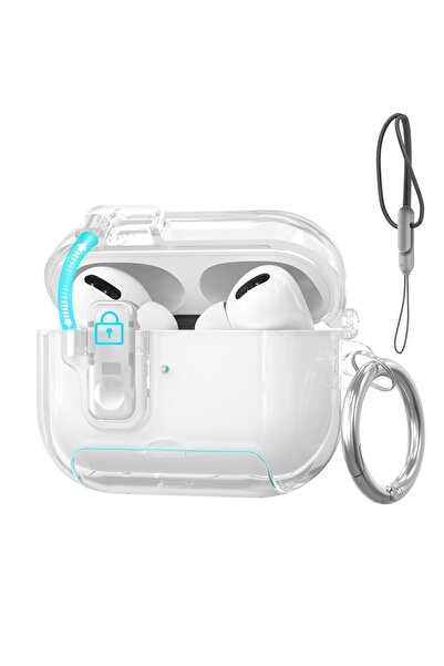 Choice جراب شفاف لسماعات AirPods Pro 3 (إصدار 2025) مع قفل أمان وحبل تعليق.