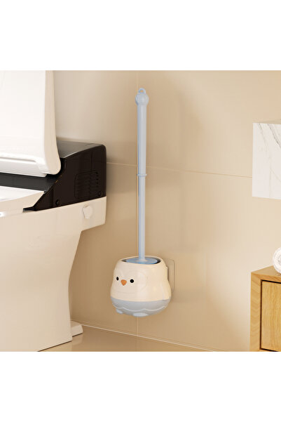Choice Blue Plastic Toilet Brush With Standing Base Long Handle Toilet Cleani...
