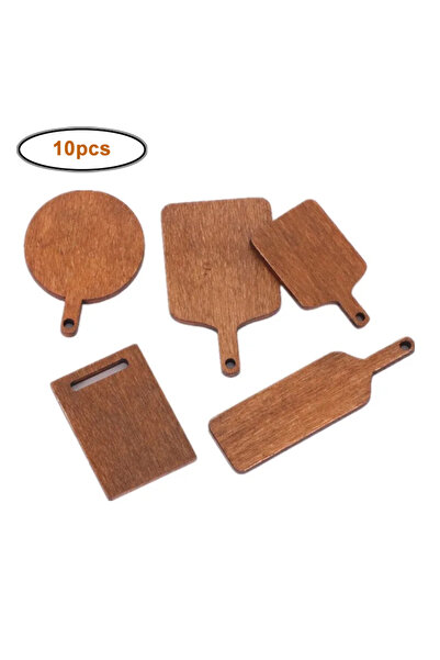 Choice ١٠ قطع من ألواح التقطيع الخشبية الصغيرة، لوح تقطيع بمقبض خشبي لبيت الدمى، مناسب لمجموعات الديكور.