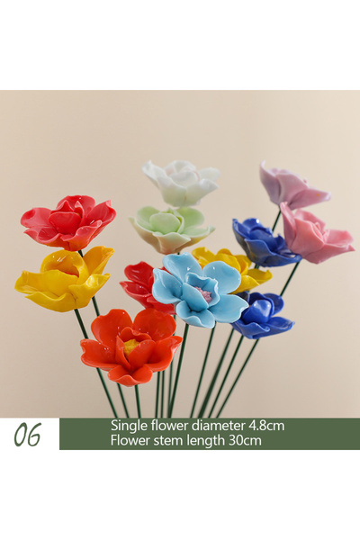 Choice 5 قطع زهور سيراميك عشوائية، 6 قطع، زهور صناعية مصنوعة يدويًا بدرجة حرا...