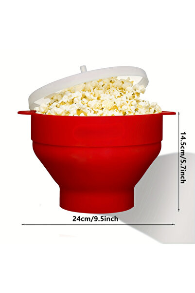 Choice ماكينة صنع الفشار بالميكروويف، قطعة واحدة باللون الأحمر، سعة كبيرة 3 لتر، وعاء سيليكون قابل للطي، خالٍ من مادة BPA وآمن للاستخدام في غسالة الأطباق.