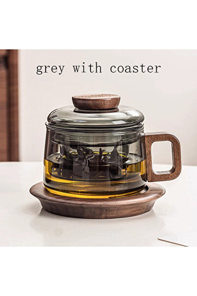 Choice 200ml grey with coaster Heat-Resistant Glass Tea Cup With Filter Multi...