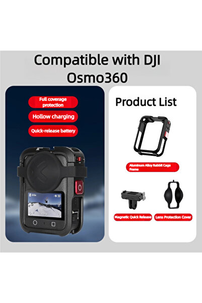 Choice مجموعة رونكوين لكاميرا DJI OSMO360، قفص معدني سريع الفك مع حافظة واقية للعدسة، متوافقة مع كاميرات Cl
