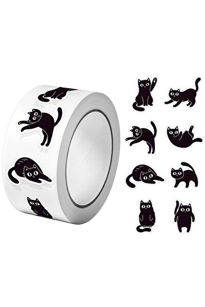 Choice1 RO026 1Roll500Pcs Black Funning Cats Stickers 2.5cm/1.0'' 16 Designs ...