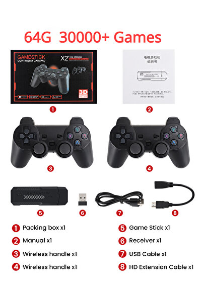 Choice جهاز ألعاب X2 Plus الجديد بسعة 64 جيجابايت، يدعم دقة 4K HD، مزود بوحدة...