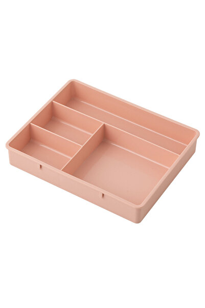 Choice صندوق تخزين منظم أدراج مكتبي وردي اللون، مزود بأقسام مقسمة، مصنوع من ب...