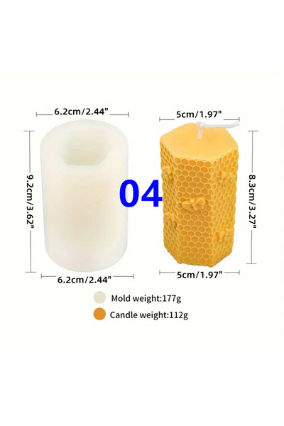 Choice1 قالب قرص العسل 04 ثلاثي الأبعاد على شكل أسطوانة لصنع الشموع، قالب سيل...